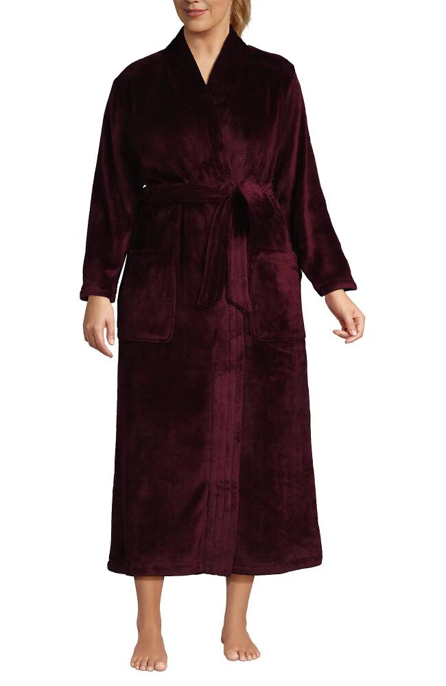 Lands' End Tall Cozy Plush Long Wrap Robe in Rich Burgundy Cover