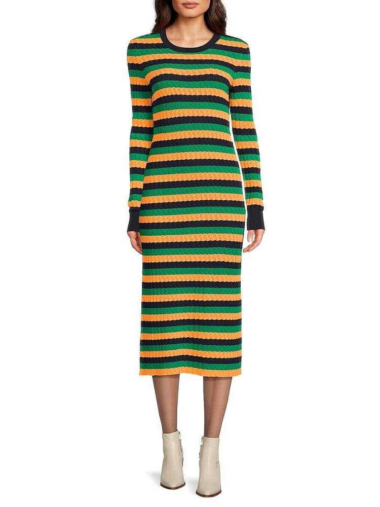 Jason Wu Women's Striped Knit Sweater Midi Dress - Clover Multi Cover