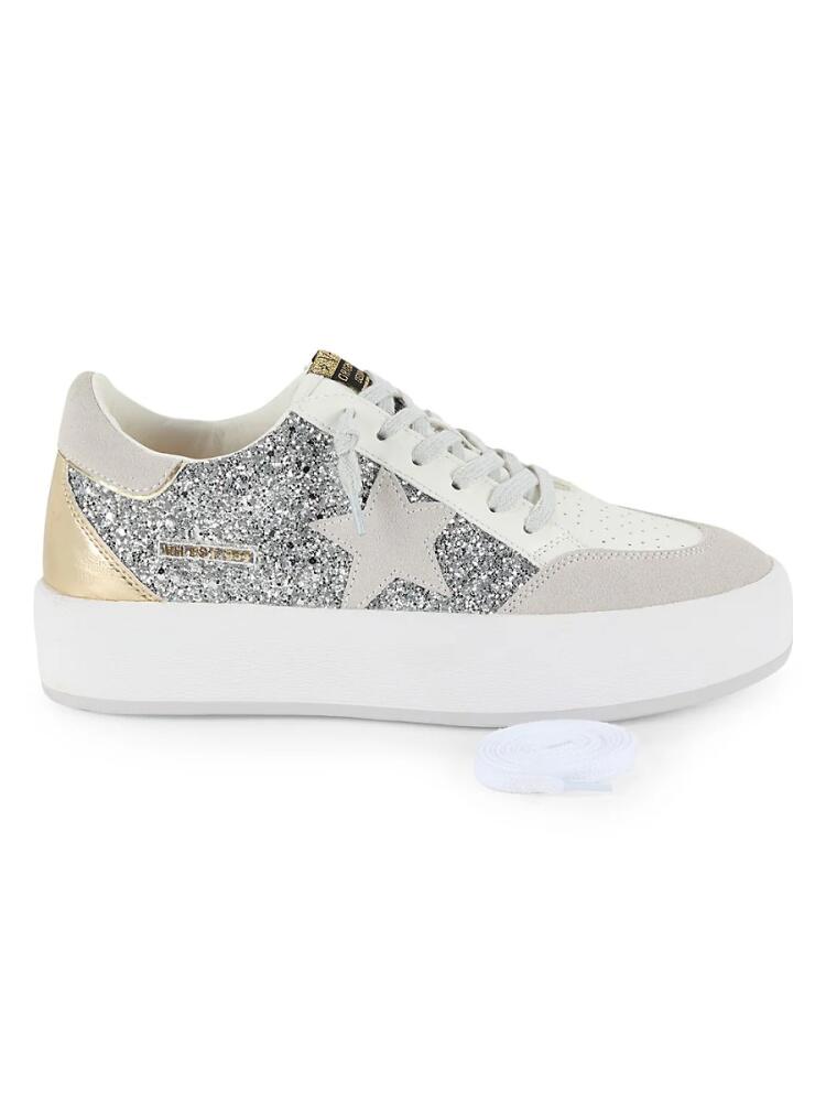 Vintage Havana Women's Sandy Leather & Faux Leather Embroidered Sneakers - Silver Cover