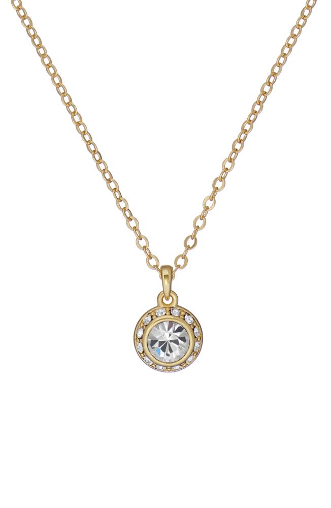 Ted Baker London Soltell Solitaire Crystal Halo Pendant Necklace in Gold Tone Clear Crystal Cover