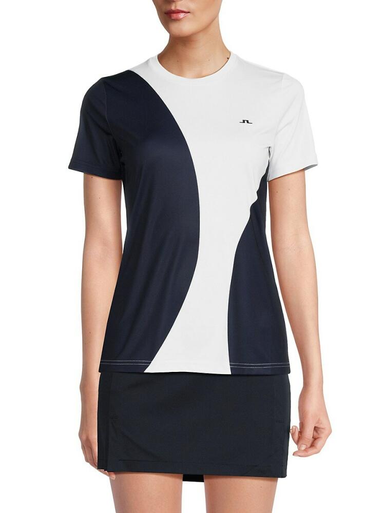 J. Lindeberg Women's W Big Spots Logo Tee - Navy Cover