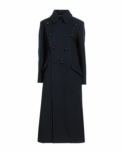 Chloé Woman Coat Midnight blue Virgin Wool, Silk, Lambskin Cover