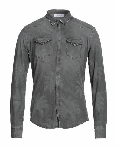 Aglini Man Denim shirt Grey Cotton, Elastane Cover