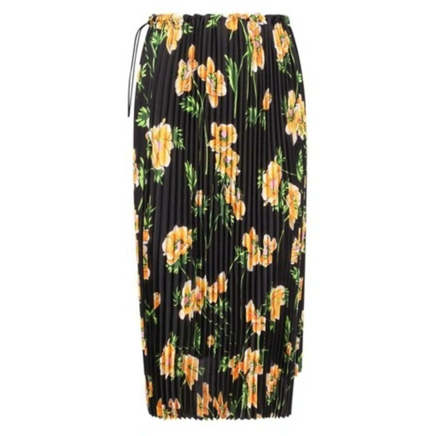 Balenciaga Floral Pleated Midi Skirt Cover