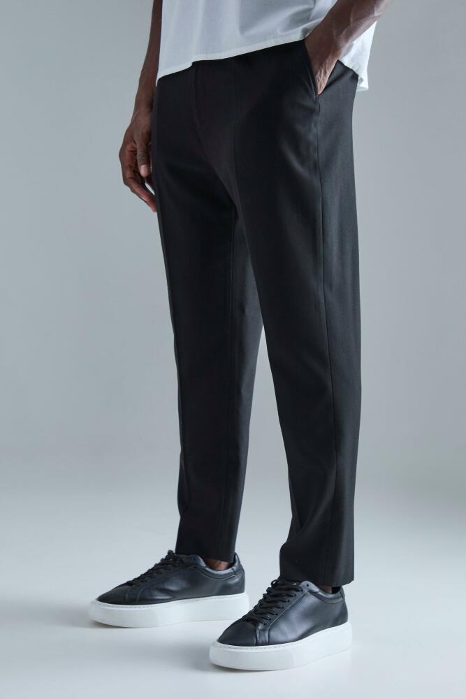 boohoo Mens High Rise Tapered Crop Dress Pants - Black Cover