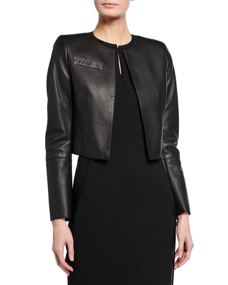 Akris Hasso Cropped Napa Leather Jacket, Black Cover