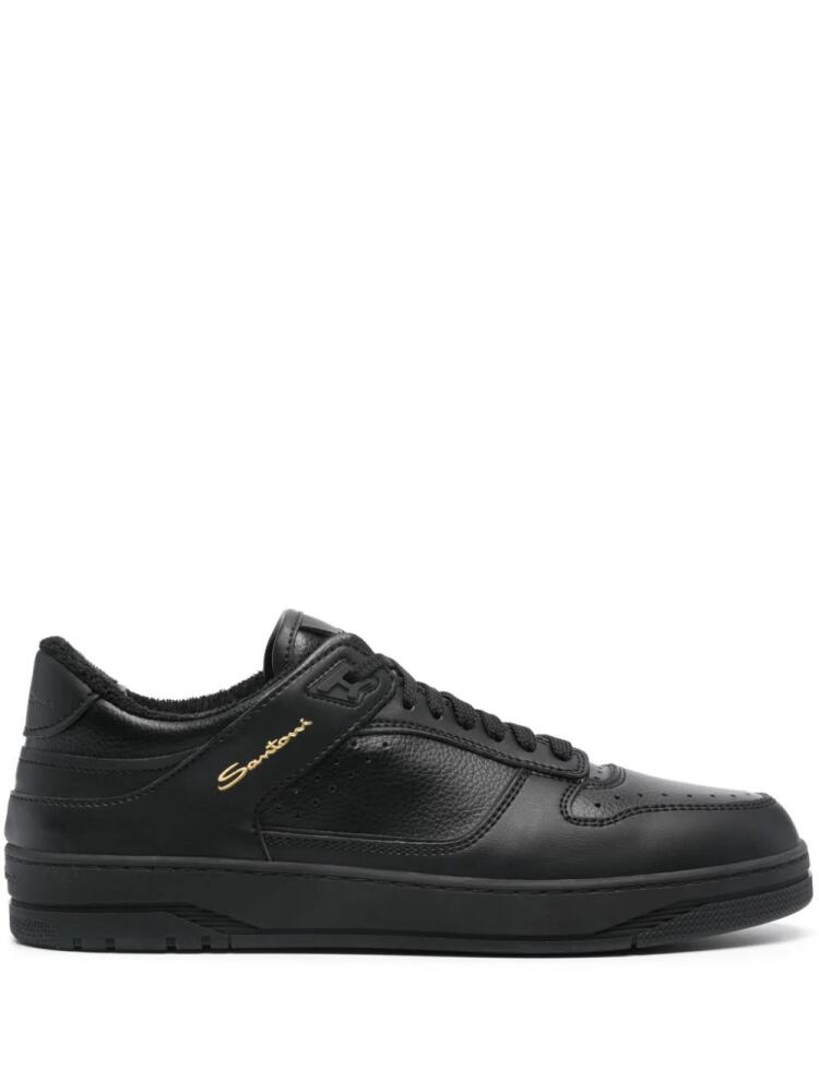 Santoni logo-print leather sneakers - Black Cover