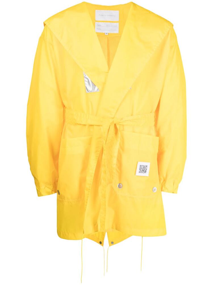 Fumito Ganryu reflective panel hooded raincoat - Yellow Cover