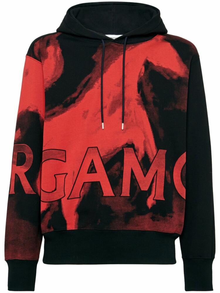 Ferragamo Mustang-print cotton hoodie - Black Cover