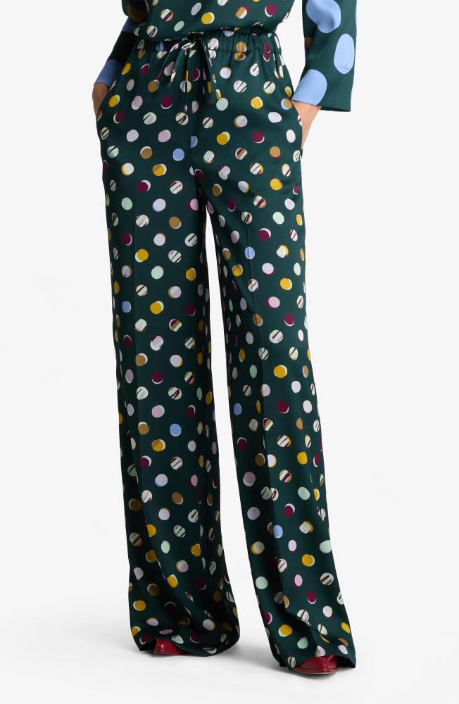 St. John Collection Patchwork Polka Dot Pants in Spruce Multi Cover