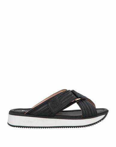 Pollini Woman Sandals Black Leather Cover