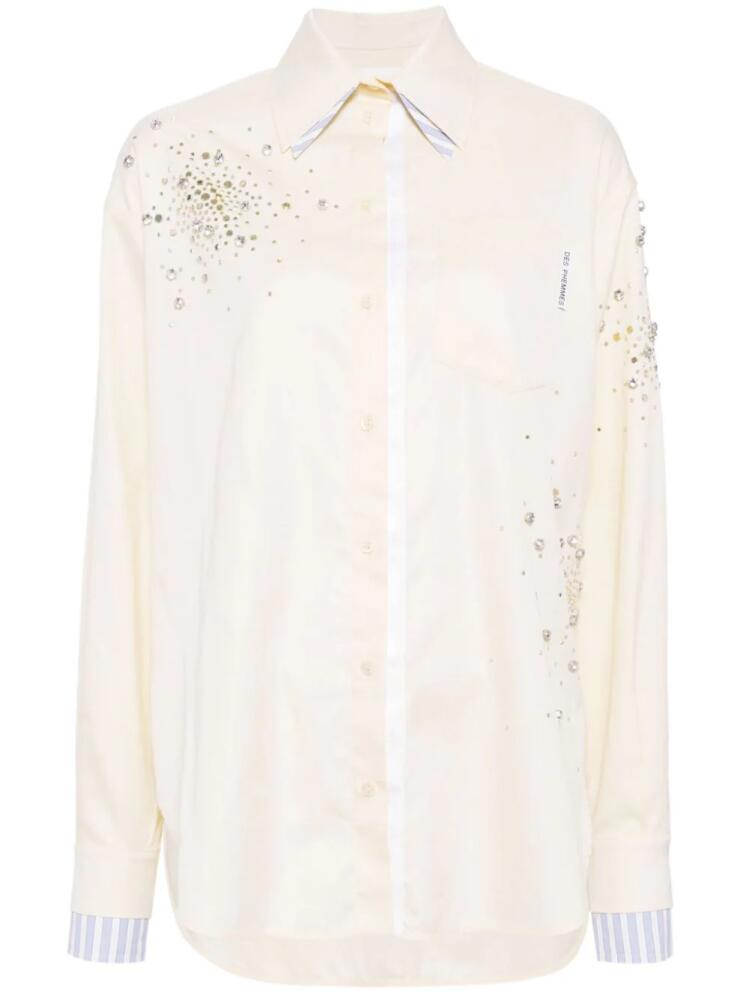 DES PHEMMES crystal-embellished cotton shirt - Yellow Cover