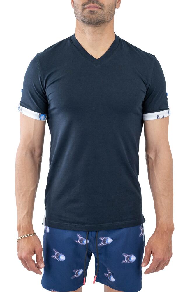 Maceoo Vivaldi V-Neck T-Shirt in Blue Cover