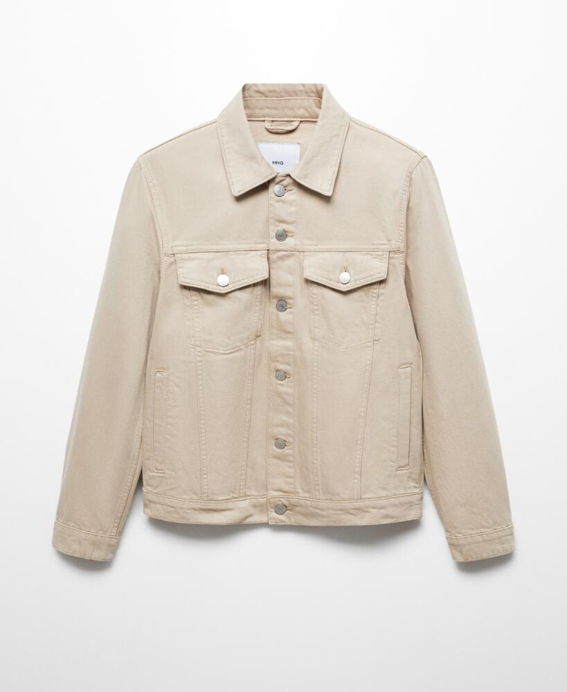 Mango Men's Pocketed Denim Jacket - Beige Cover