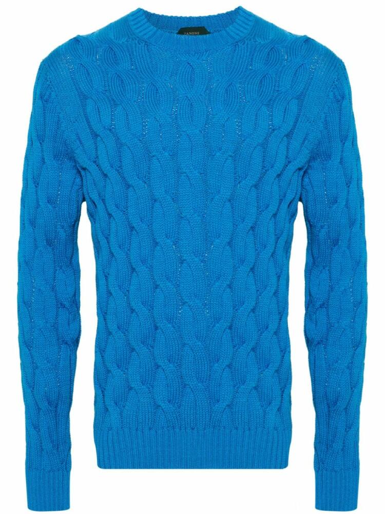 Zanone cable-knit cotton jumper - Blue Cover