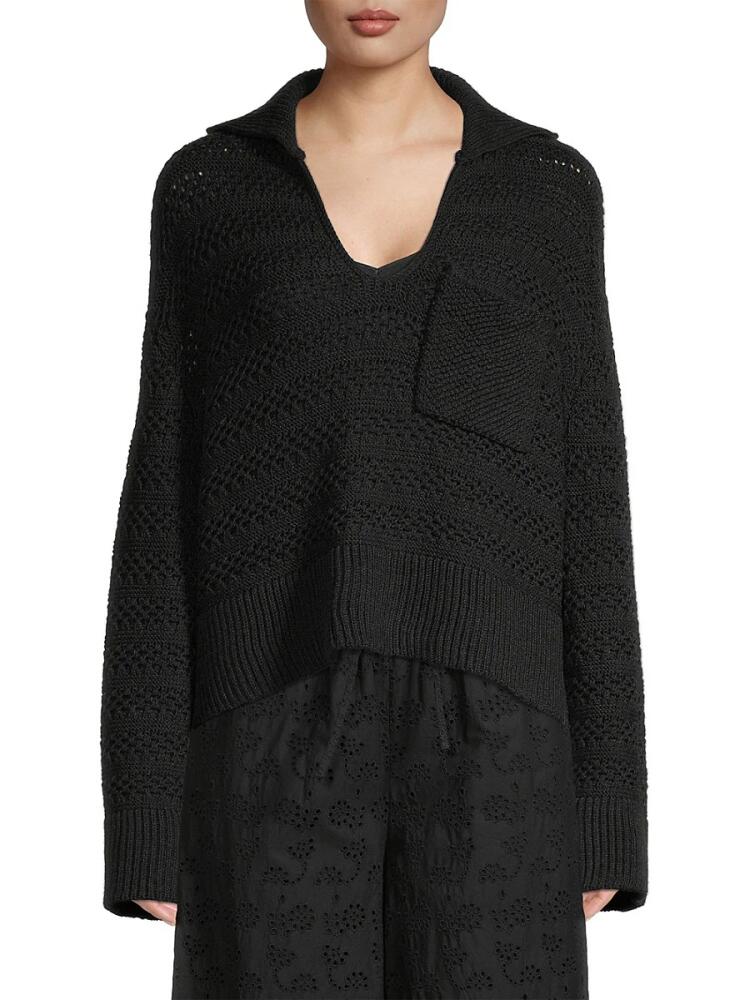 Jason Wu Women's Merino Wool Crochet Sweater - Black Cover