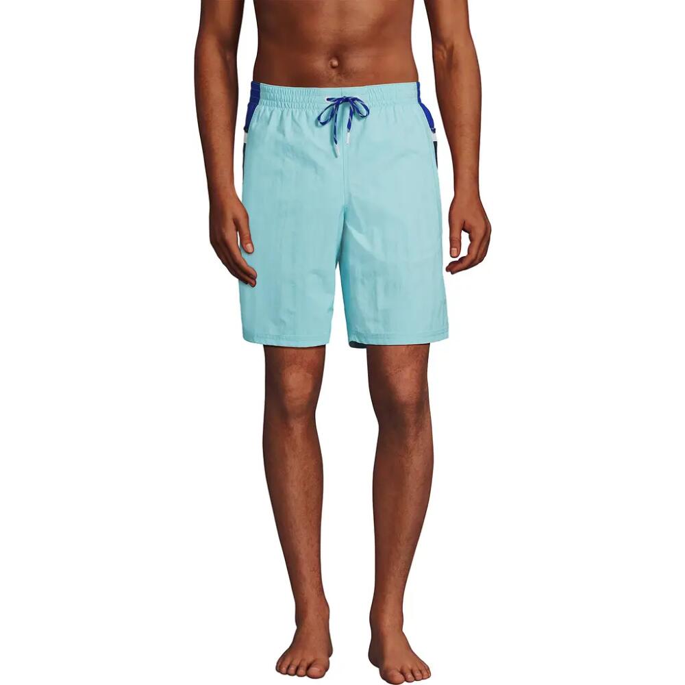 Lands' End 9" Volley Swim Trunks in River Mist Colorblock Cover