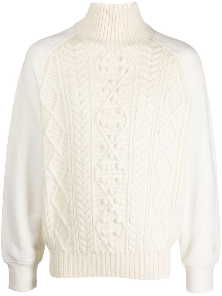 Neil Barrett Hybrid cable-knit sweater - Neutrals Cover