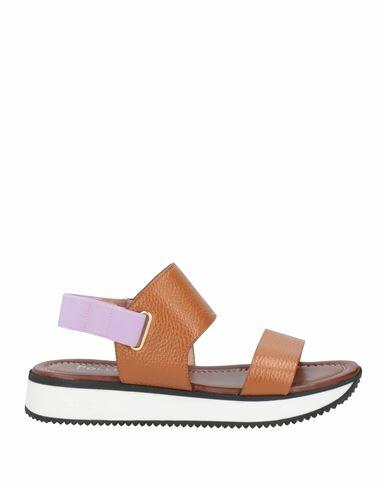 Pollini Woman Sandals Tan Leather, Textile fibers Cover