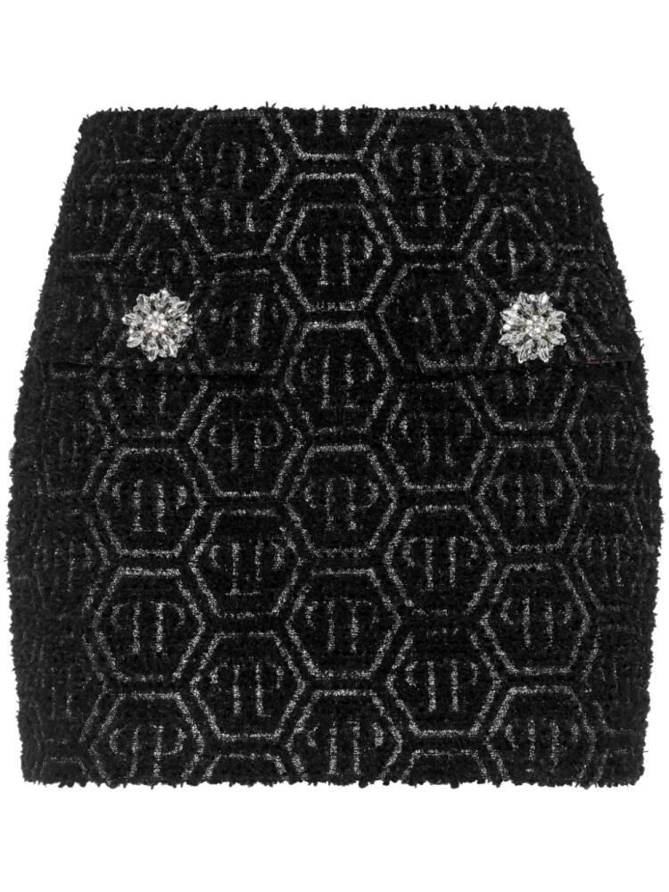 Philipp Plein mini monogram tweed skirt - Black Cover