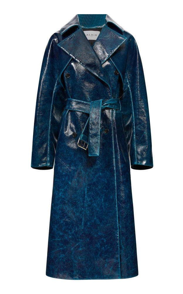 ALAA - Lacquered Wool-Blend Trench Coat - Blue Cover