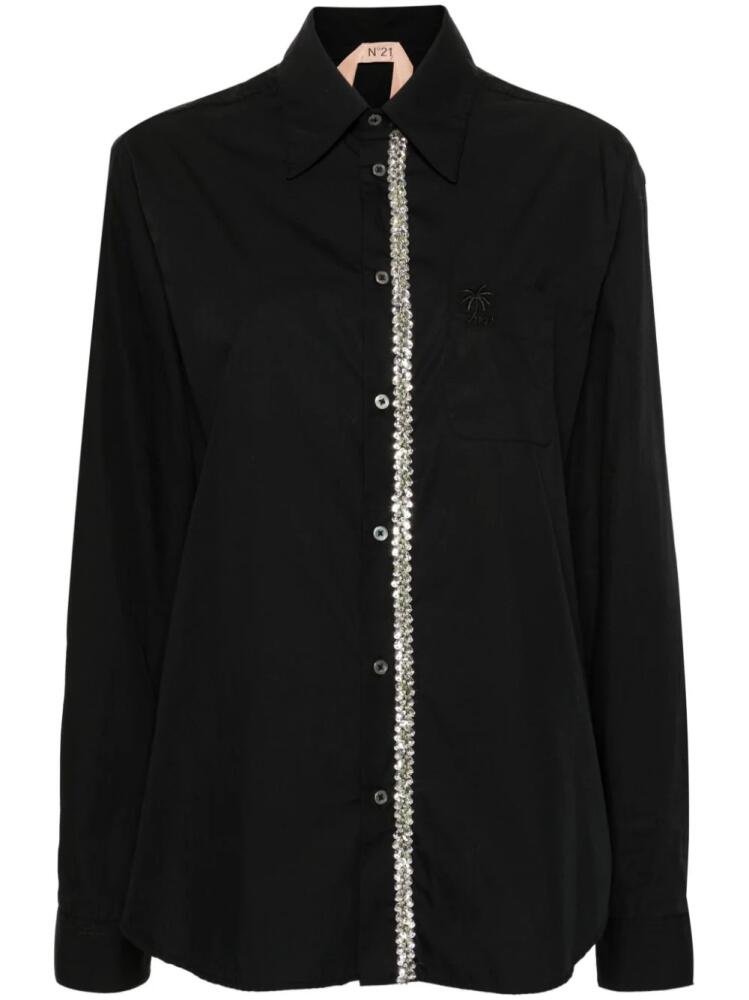 Nº21 rhinestone-embellished cotton shirt - Black Cover