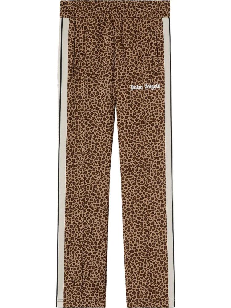 Palm Angels leopard print jacquard track pants - Neutrals Cover