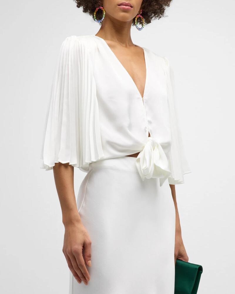 Ramy Brook Salma Pleated-Sleeve Blouse Cover