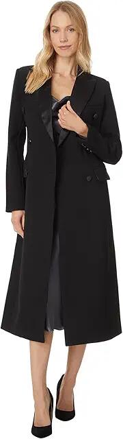 Avec Les Filles Tailored Tuxedo Coat (Black) Women's Coat Cover