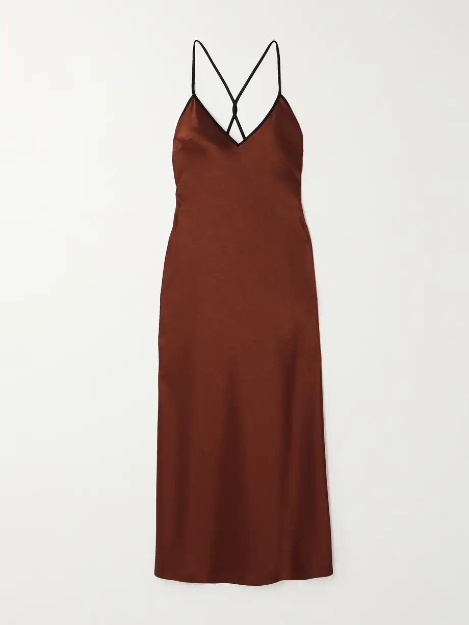 La Ligne - Boudoir Open-back Satin Maxi Dress - Brown Cover