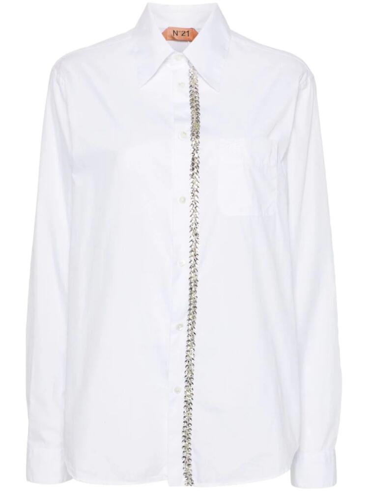 Nº21 rhinestone-embellished cotton shirt - White Cover