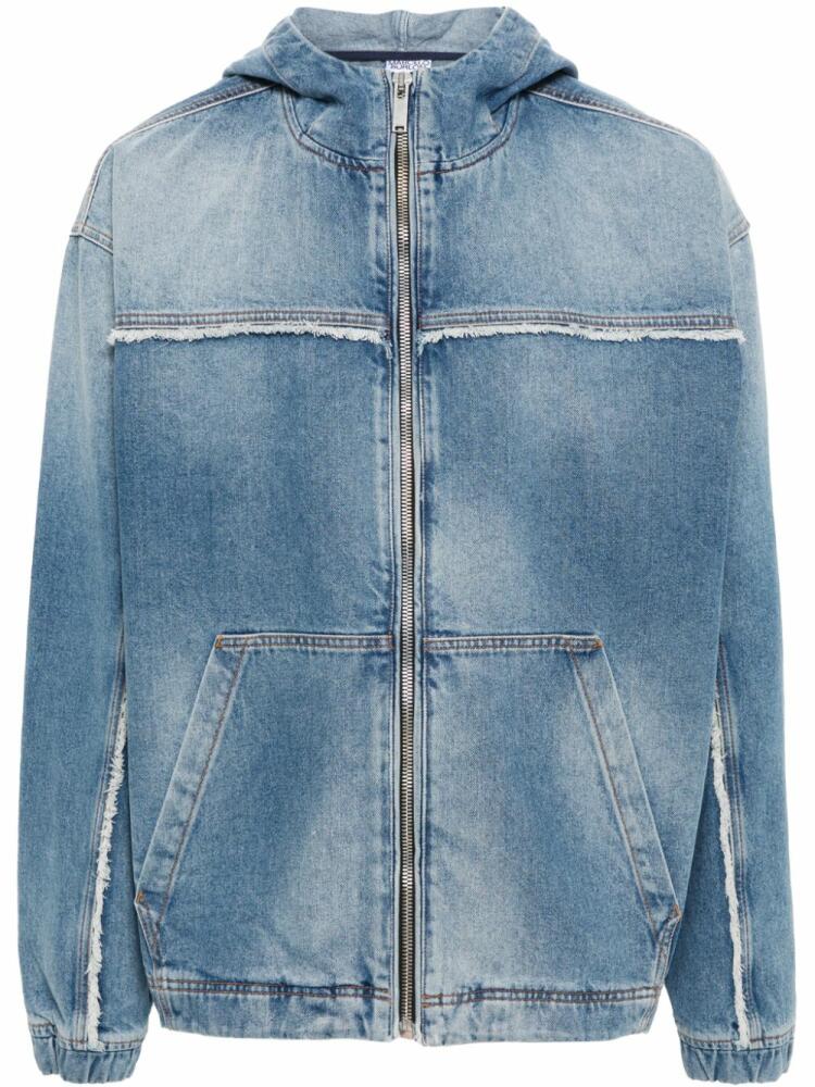 Marcelo Burlon County of Milan fringed denim hooded jacket - Blue Cover