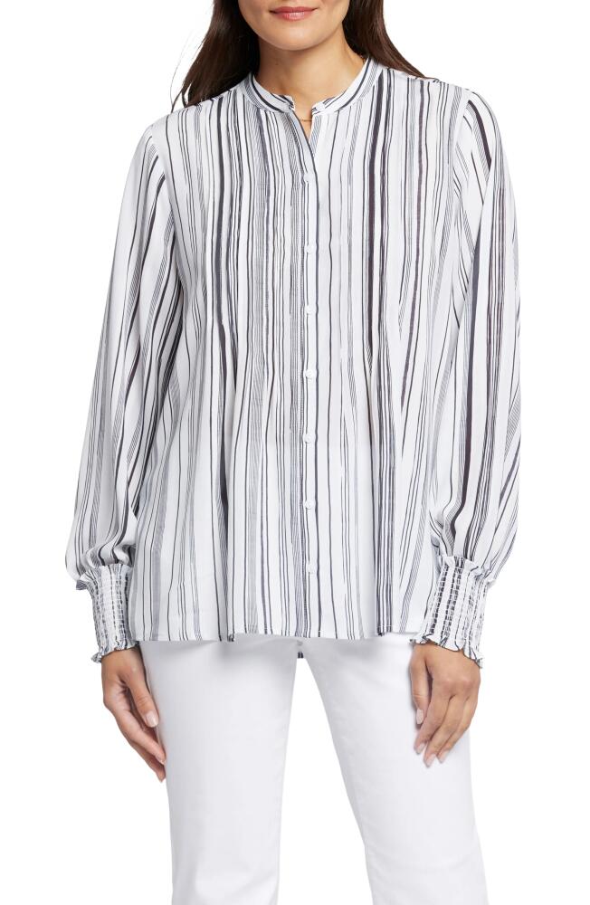 NYDJ Pleated Peasant Blouse in Asteria Stripe Cover