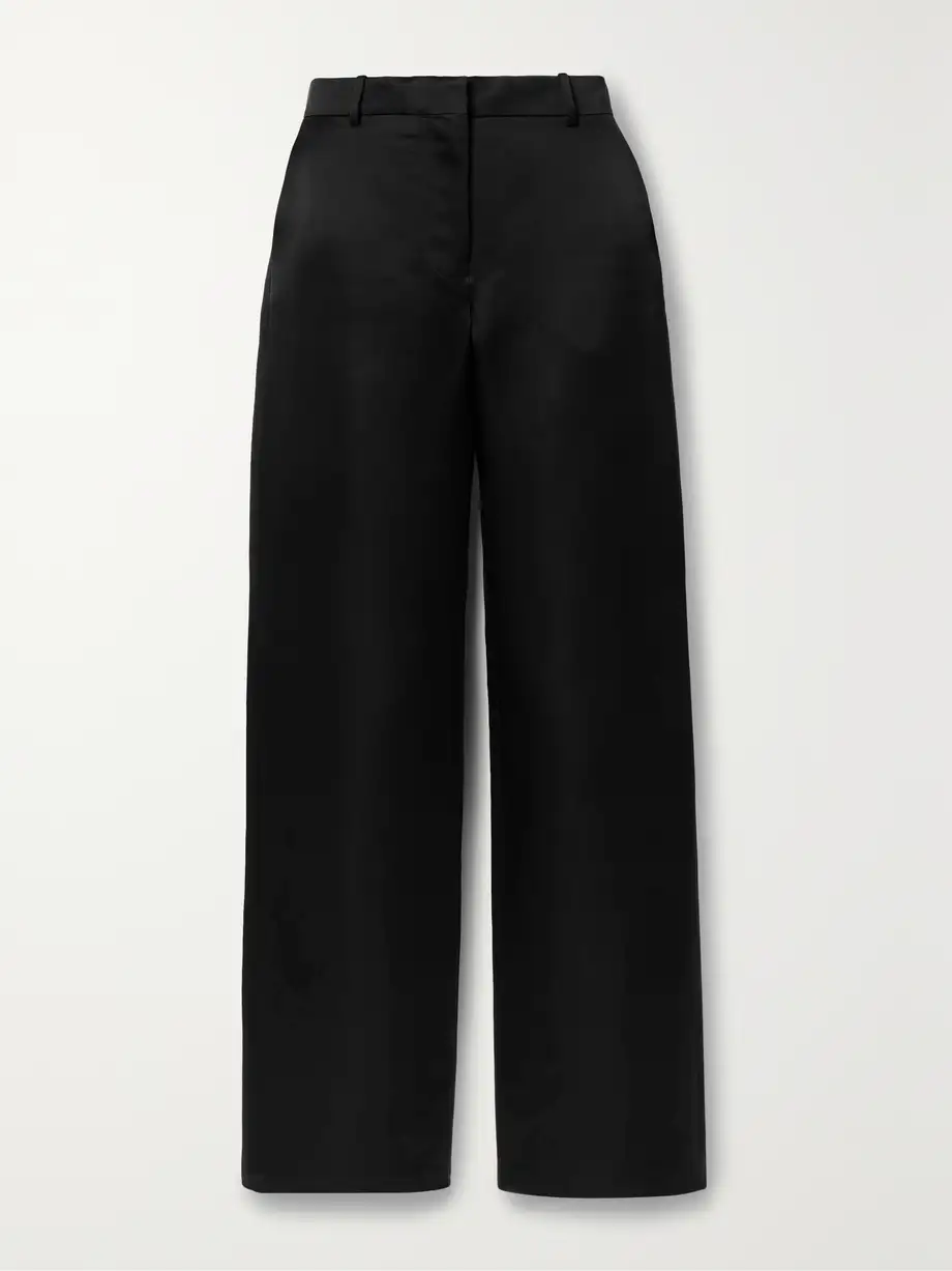 Veronica de Piante - Anya Silk-satin Wide-leg Pants - Black Cover