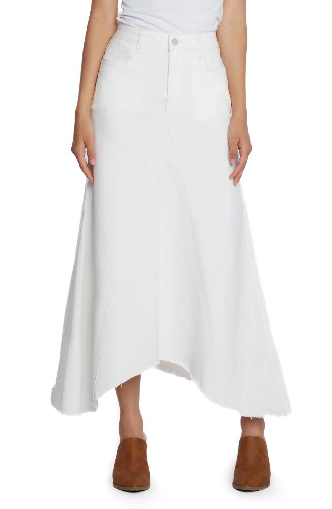 Wash Lab Denim Selma Pieced Asymmetric Denim Maxi Skirt in Stone White Cover