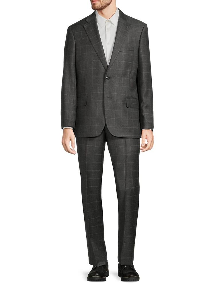 Scotch & Soda Men's Modern Fit Windpane Wool Suit - Charcoal Cover