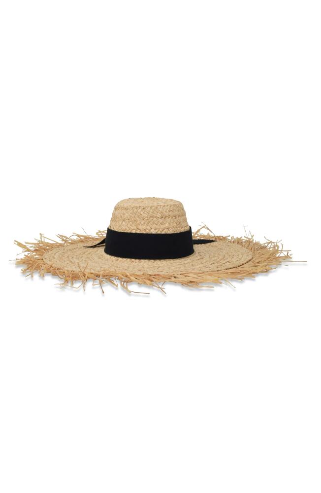 Gigi Burris Millinery Hopeton Frayed Brim Raffia Sun Hat in Natural Cover