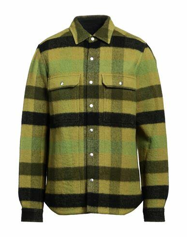 Rick Owens Man Shirt Acid green Virgin Wool, Cotton Cover