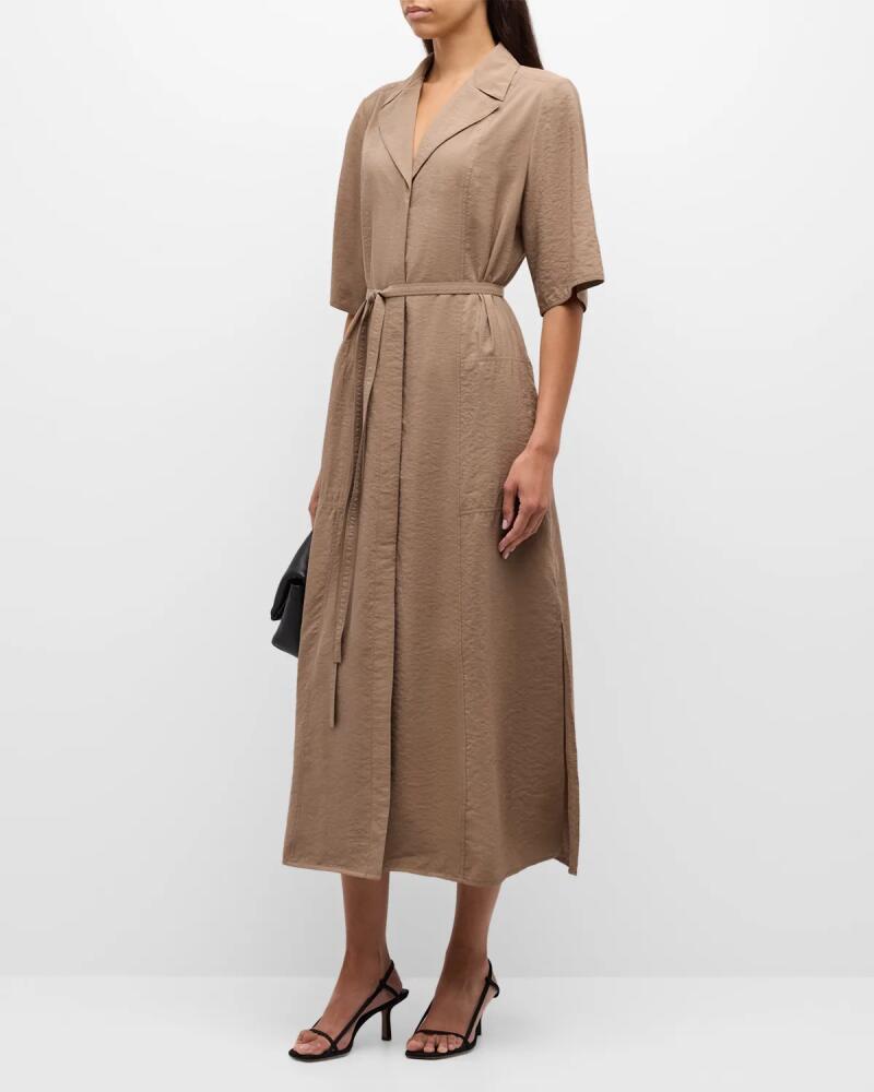 Joseph Dareau Elbow-Sleeve Twill Maxi Shirtdress Cover