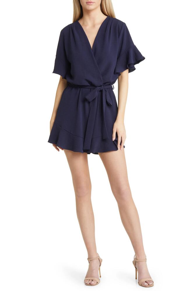 Fraiche by J Surplice Flutter Sleeve Romper in Navy Cover