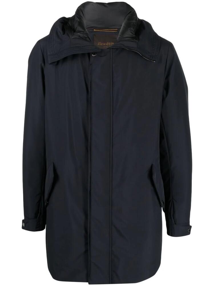 Moorer hooded single-breasted coat - Blue Cover