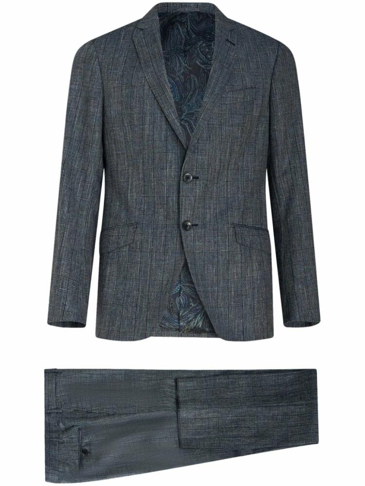 ETRO check-pattern single-breasted suit - Blue Cover