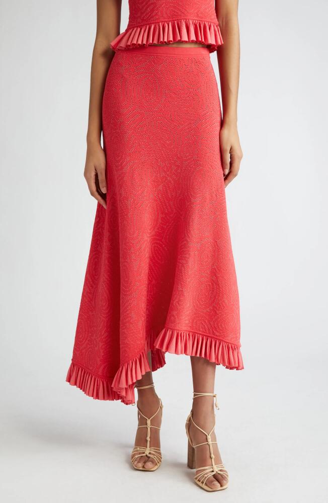 Ulla Johnson Josephine Eyelet Ruffle Maxi Skirt in Poppy Cover