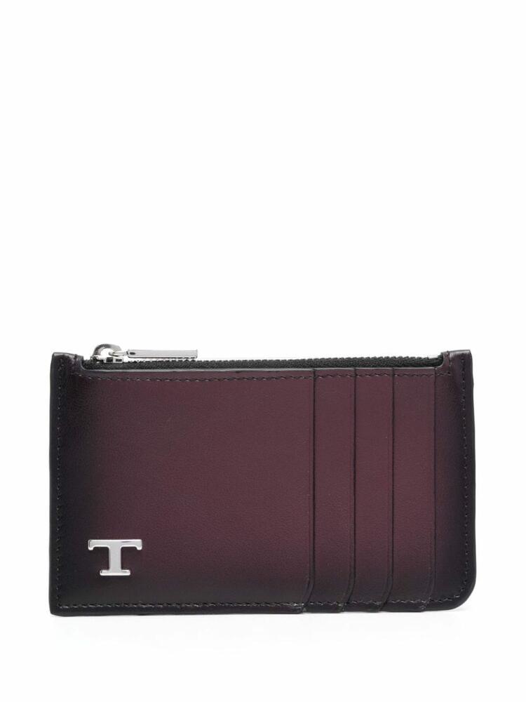 Tod's logo-plaque leather card holder - Purple Cover