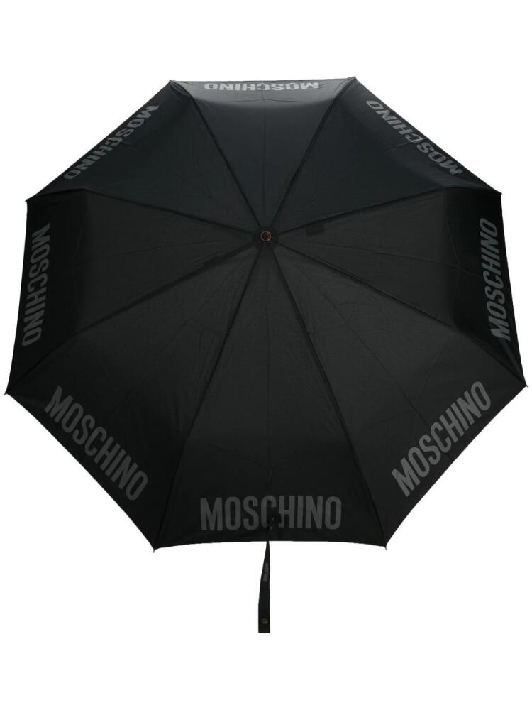 Moschino logo-print compact umbrella - Black Cover