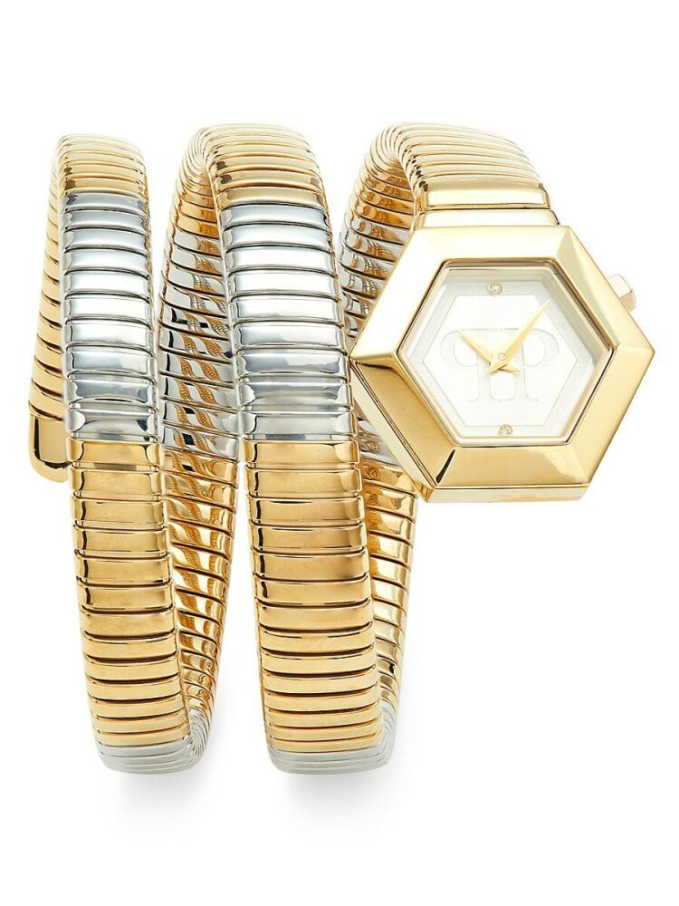 Philipp Plein Women's Snake Hexagon 24MM Two Tone Stainless Steel Wrap Watch Cover