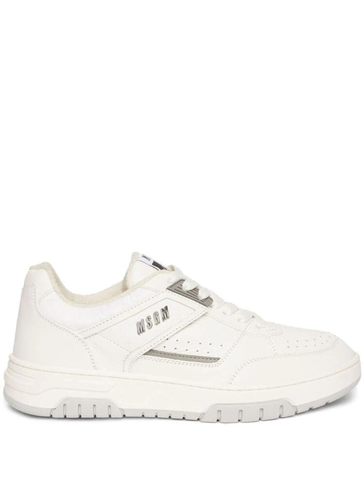 MSGM ogo-print leather sneakers - White Cover