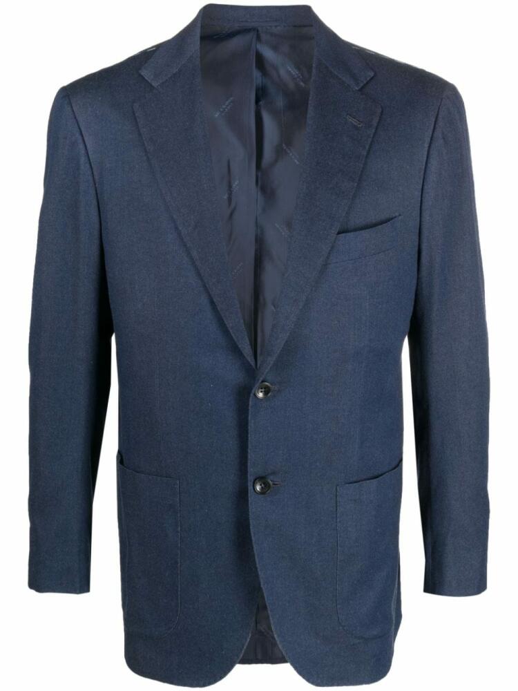 Kiton single-breasted cotton blazer - Blue Cover