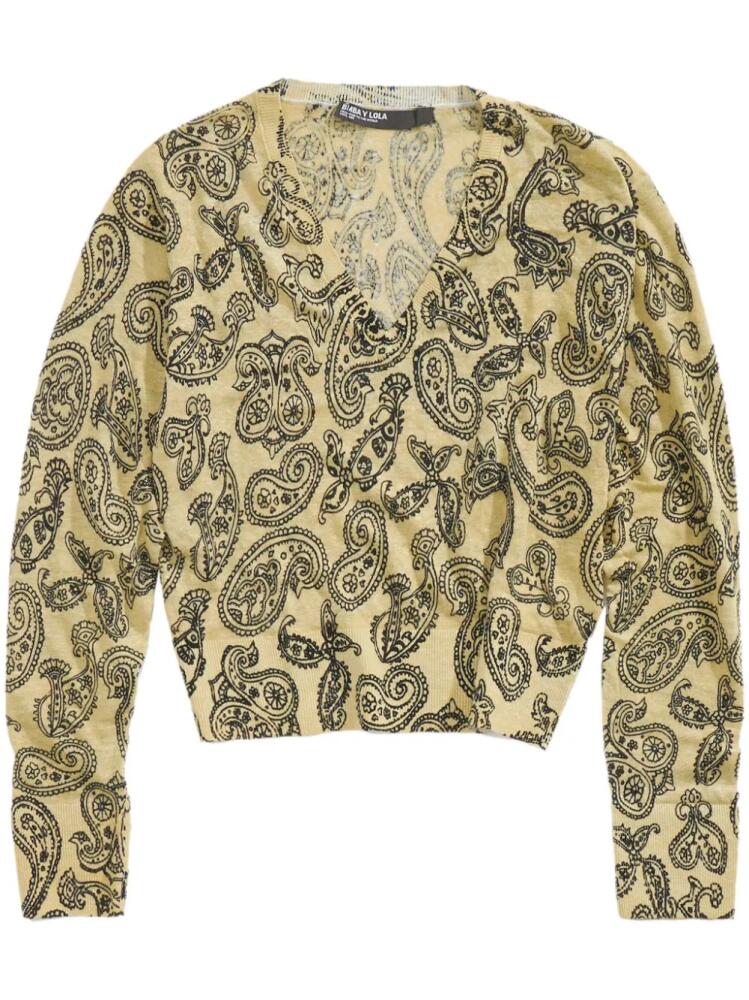 Bimba y Lola paisley-print linen jumper - Yellow Cover