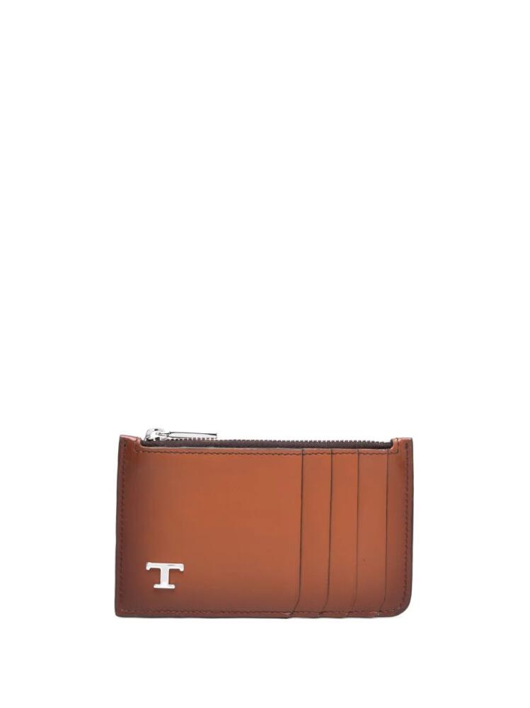 Tod's logo-plaque leather card holder - Brown Cover